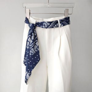 XUANXUAN | Dark Blue Long Silk Scarf Belt For Denim Skirts Women 2025 New Waist Accessory Silk Ribbon Waist Shaping Tool Korean Style Polyester Fiber