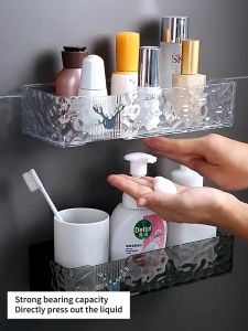 ชุดว่างห้องน้ำแบบใสไร้รูแบบแขวนชั้นวาง กลิ่นและสต็อกใส พร้อมสติกเกอร์ฟรี