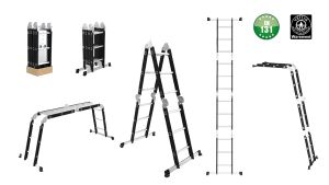 12 Step 3.7M Black Metal Multipurpose Ladder Folding ladder Tangga Lipat Besi Double Sided Ladder Thick Metal