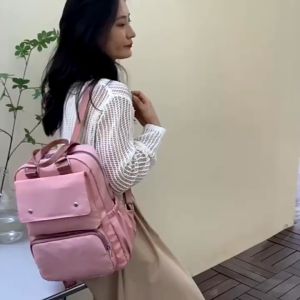 Balo nam nữ trơn màu basic chống nước nhiều ngăn LILA 2DI27