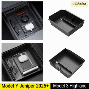 Center Console Trays for Tesla Model Y Juniper 2025 Launch Model 3 Highland Organizer Accessories Armrest Storage Box Cup Holder