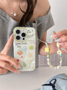 Korean Style Graffiti Fruit Shell Star Full Cover Protection Case for  17ProMax 15 Summer Doodle Mobile Phone Covers