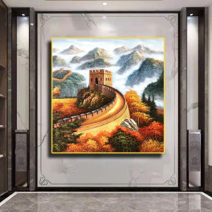 Modern New Chinese Style Entrance Hall Decorative Painting Square Crystal Porcelain Wall Art Hanging Picture Home Decoration
