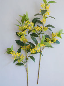 Artificial Sweet Scented Osmanthus Leaves Long Branches Landscaping Tree Decorative Leaf Fake Flower Floor Standing Artificial Flowers Decoration Hotel Restaurant Flower Tree