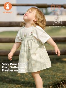 Wismorni | Summer Breathable Cotton Plaid Camisole Dress for Toddler Girls