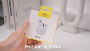 TWS Wireless Earbuds Mezone Lightfun Bluetooth Headphones with Lanyard 3D Surround Sound Half In-ear Earphones 6H Playtime with Microphone Noise Canceling Waterproof Game Headset with Strap for Smart Phone