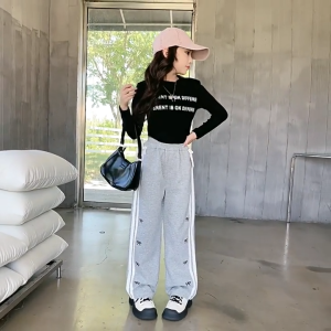 Wide Leg Pants For Kids Girls 7-15yrs Side Bow Design Cotton Sweat Pants For Kids Girl Square Pants For Kids Girl Baggy Pants For Kid Girl
