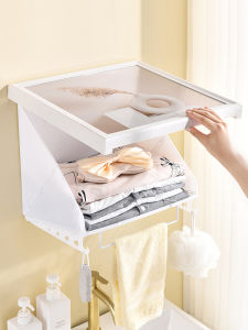Bathroom Wall Art Storage Box Foldable Shower Cabinet Toilet Clothes Storage Rack Waterproof Bath Room Organizer