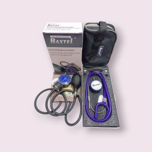 Baxtel Aneroid Sphygmomanometer With Purple Deluxe Stethoscope Set