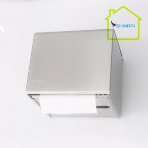 Hộp Đựng Giấy Vệ Sinh INOX SUS304 Xước Mờ Nhà Tắm Chính Hãng SHINRAIs ( Dán Tường - Có Lưỡi Cắt Giấy )