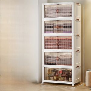 Plastic Storage Cabinet for Bedroom Clothes Storage No Installation Childrens Wardrobe Home Use Organizer Furniture