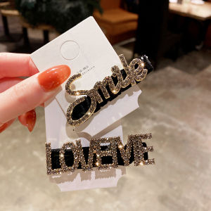 Classic Style Letters Barrettes South Korea Simple Graceful Fancy Gold Velvet Clip Diamond Bangs Broken Hairpin Clip