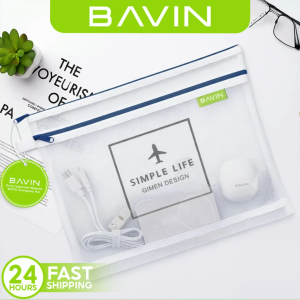 BAVIN BE25 Transparent Double-Layer Storage Pouch Organizer Bag Nylon Mesh w/ Zipper for Travel