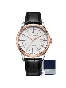 Seagull Mechanical Watch Mens Rose Gold Thin Business ST18 Designer Series New Inspiration 6077 Leather Strap round Dial