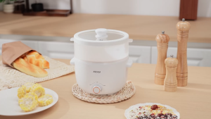 MEEVIDA 2L Electric Cooker 700W Ceramic Glaze Non-Stick Liner Double-handle Multicooker With Steamer Periuk Elektrik Home Dormitory