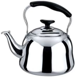 Stainless Steel Non-Magnetic Thickened Whistling Kettle with Black Handle and Spout