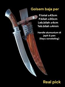 Pisau / golok sembelih hewan pj total 43cm bahan baja per berkualitas premium
