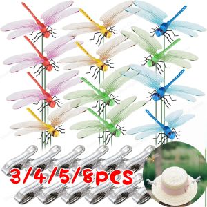 3-8PCS Simulation Dragonfly Clip 31cm Bug Deterrent Realistic Dragonfly Hat Clip Bug Repellent Dragonfly Home Garden Decor