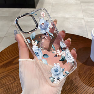 Light Blue Ink Watercolor Flowers Phone Case For Samsung S26 Ultra S25 Ultra S24FE S22 Ultra A56 A36 A57 Camera Protection Cover
