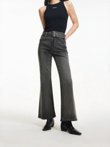 Vero Moda | Denim Pants With Same Color Belt Aesthetic Waterwashed Flared