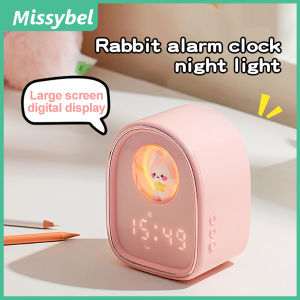NewThe lovely rabbit LED digital alarm clock in the new space capsule the lovely rabbit clock in childrens cartoon the soft light beside the bed and the night light can be charged regularly