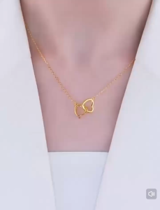 Kalung Titanium Wanita Cantik Korean Style Lionti Love Gandeng Hati Elegan Anti karat Anti Luntur
