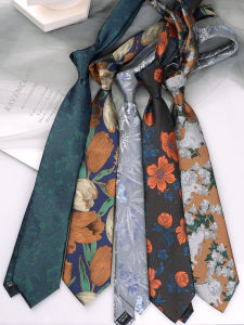 Casual Vintage Floral Pattern Tie Handmade Brown Green Versatile JK Shirt Accessory for Men Women Fashionable Artistic