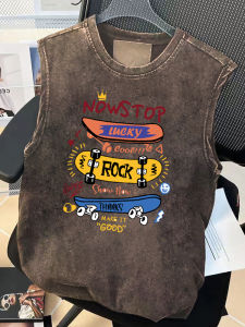 Heavyweight Pure Cotton Sleeveless T-Shirt Mens Summer New American Hip Hop High Street Sports Fitness Shoulder Sweat Vest