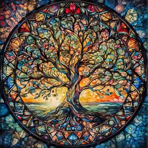 Acrylic Paint By Numbers Glass Tree Painting By Numbers on Canvas Coloring By Number for Adults Paint Digital Art