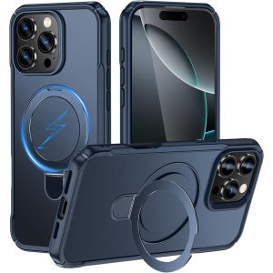 for iPhone 16 Pro max 15 14 13 12 Case with Ring Holder Magnetic Black Heavy Duty Cover iPhone 16 Pro max Phone Case Shockproof Rugged Armor with 360° Metal Kickstand