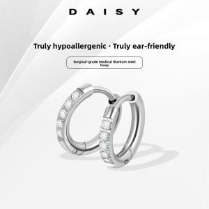 DAISY DREAM | Titanium Steel & Alloy Ear Studs & Hoops with Diamond Simple Circle for Women