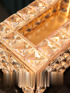 MD-C1290 Tempat Tisu Kristal Elegan Kotak Tisu Gold Hiasan Ruang Tamu Tempat Penyimpanan Kotak Tisu