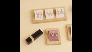 Giá Đỡ Trưng Bày Bông Tai Bằng Gỗ Tre Khay Đựng Trang Sức Bằng Da PU Nhung Dùng Cho Quầy Cửa Sổ Đạo Cụ Trưng Bày Tự Làm Bao Bì Trang Sức