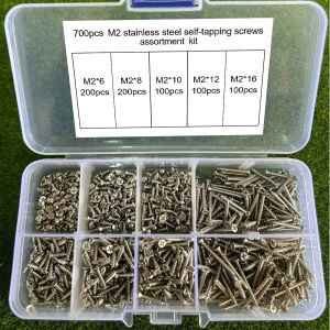 700 Pieces of M2 Stainless Steel Miniature Self-Tapping Screws Self-Locking Wood Screws Suitable for Wood and Metal Products.