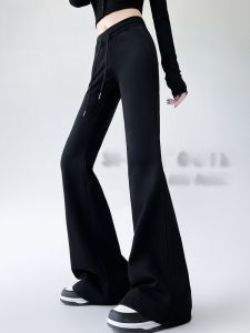 MiiOW | High Waist Flared Sports Sweatpants Womens Loose Casual Horse Hoof Pants Autumn Winter New Style Cat Person Black MiiOW