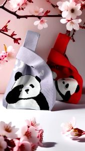 Charming Panda High Quality Knitted Handbag Korean Style Bag Wrist Bag