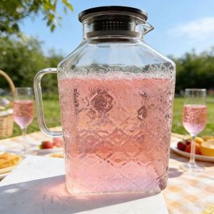 JUSTINLAU | JUSTINLAU 3800ml Glass Cold Water Pitcher Tea Pot Heat Resistant Square Glass Water Kettles Home Office Summer Juice Milk Kettle
