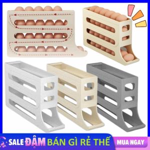 Khay Đựng Trứng 4 Tầng Thiết Kế Lăn Tự Đông Tiết Kiệm Không Gian Tủ Lạnh - Hộp Để Trứng Bỏ Tủ Lạnh Bằng Nhựa PP Cao Cấp - Kệ 4 Tầng Để Trứng Thông Minh Tiện Dụng