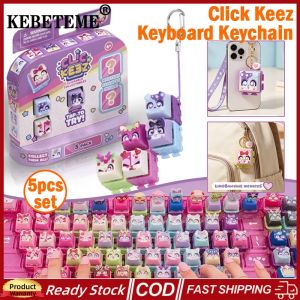 KEBETEME 25pcs Click Keez Keyboard Keychain Blind Box Clickeez Mechanical Keyboard Keycaps Hanging Keychain Stress-Relief Collectible Childrens Toy