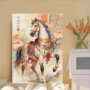 Jigsaw Puzzle 500/1000/1200/2000PCS Horse Chinese Style Animal Artwork Stress Relief Puzzle Wall Art Decor Gift