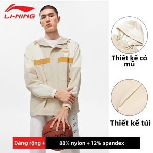Li-Ning | Áo khoác thể thao dáng rộng cổ đứng phối màu nổi bật