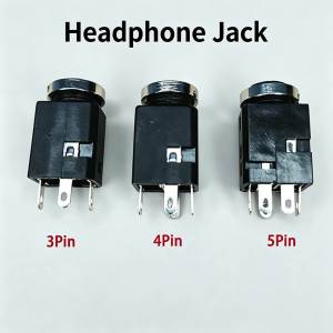 3.5mm PJ-341M Audio Jack Socket with Nut 3/4/5 Pin Vertical Headphone Connector 2-Piece Set for DIY Audio Projects