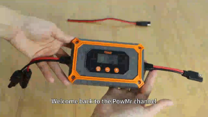PowMr 15A MPPT Solar Charger Controller supports 12-24V battery charging connects to solar panels for quick use with an LCD display and battery protection