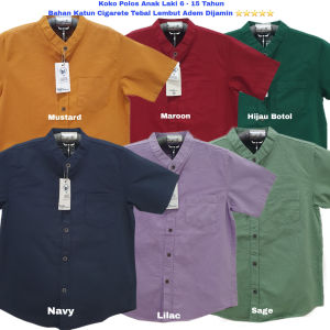 Koko Polos Anak Laki Import 6-15 Tahun Lengan Pendek Kemko Remaja Sage  Maroon  Mustard  Lilac