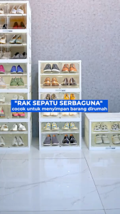 NAPOLLY RAK SEPATU LIPAT SERBAGUNA RODA RAK SEPATU PLASTIK