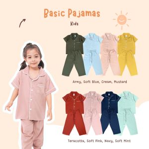 Yobebee Piyama Katun Lembut Bayi dan Anak Usia 1-10 Tahun: Baju Tidur One Set Pajamas Kids Basic Polos Cotton Rayon Silk Model Tangan Pendek Baju Harian Santai Anak Laki-Laki dan Perempuan
