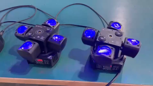 Mini 4 Arm Moving Head Stage Light RGBW Beam Red Green Laser Strobe 3 in 1 Effect Lamp for DJ Disco Bar Nightclub Birthday Party Live Event Show