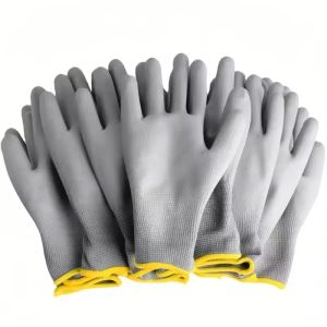 20PCS Safety Work Gloves PU Palm Coated Anti-slip Household Gloves Grey Horticulture Gardening Working Repair Protective Gloves