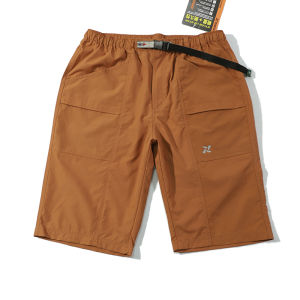 Summer Mens Work Pants Multi-Pocket Outdoor Casual Solid Color Loose Straight Leg Water-Resistant High Waist Six-Length Fashion Urban