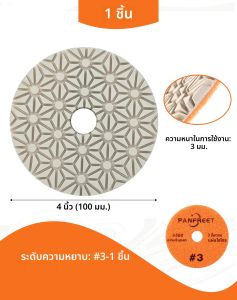 Panfreet เปียก/แห้ง 3 ขั้นตอน 4 นิ้วแผ่นขัดเพชรหินแกรนิตแผ่นขัดสําหรับหินแกรนิตควอตซ์หินอ่อนคอนกรีต Terrazzo